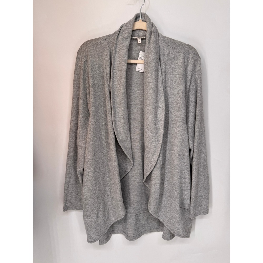 Maurices Cardigan Women 1X Gray NWT Shawl Collar Open Front Heathered Stretch